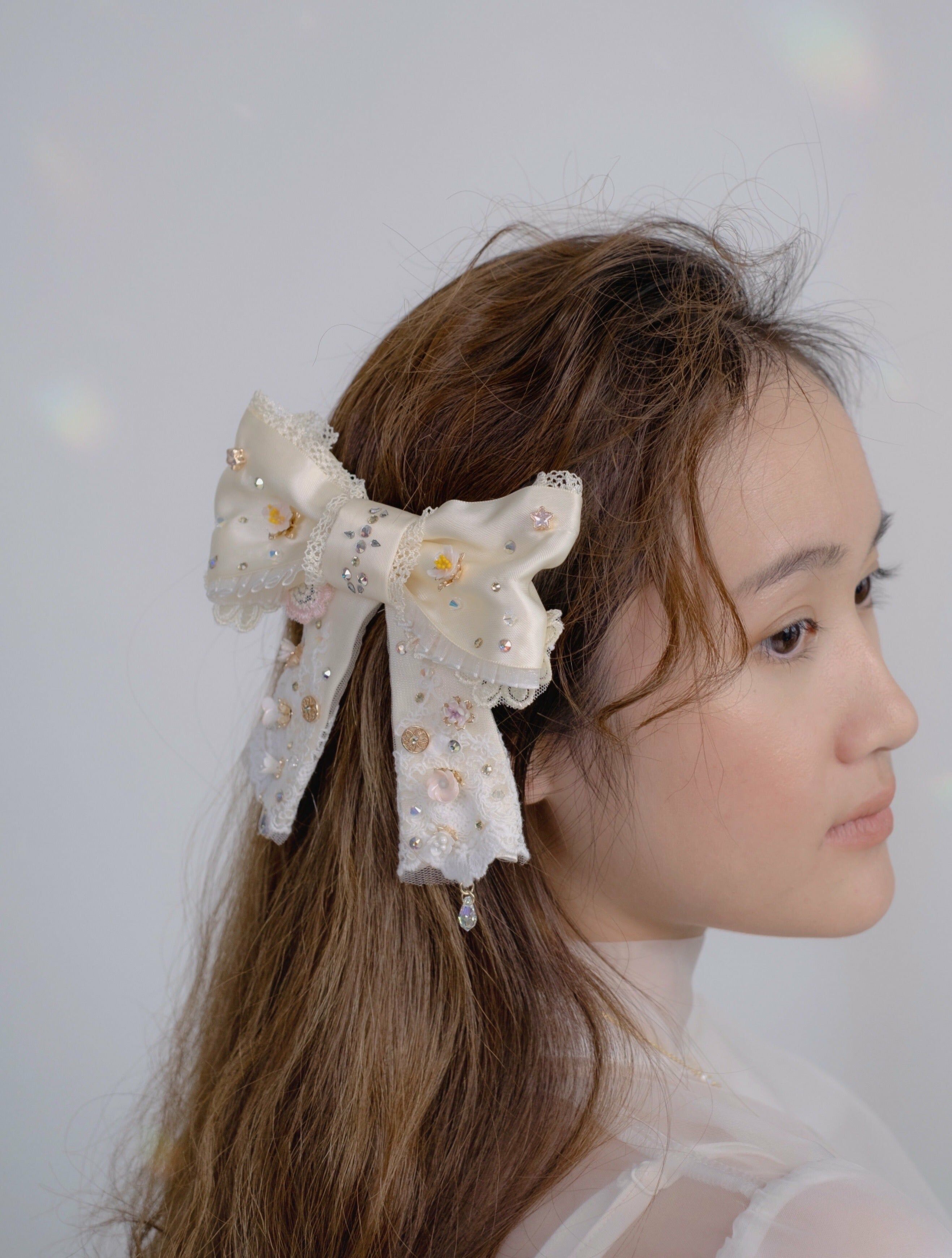 ② Special Edition Embroidery Ribbon Bow Hair Clip (9 Designs)