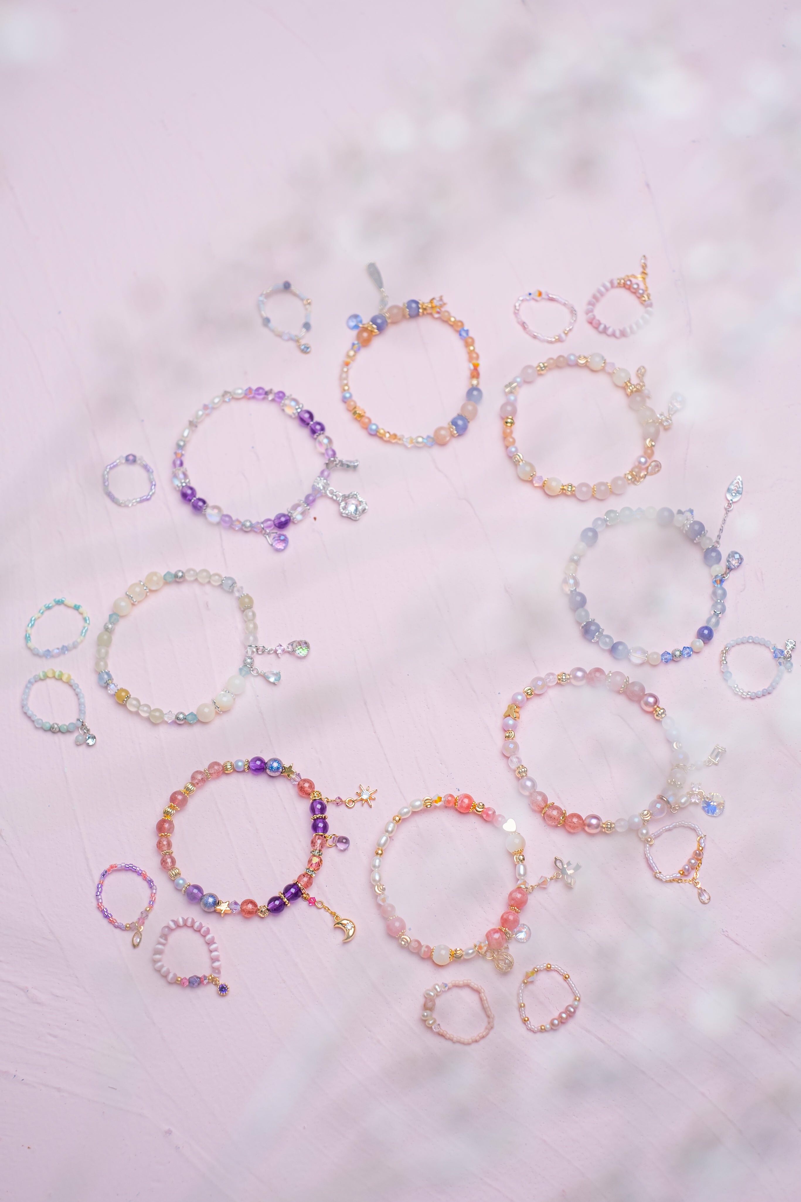 ③ Natural Quartz Bracelet & Ring Set (8 Designs)