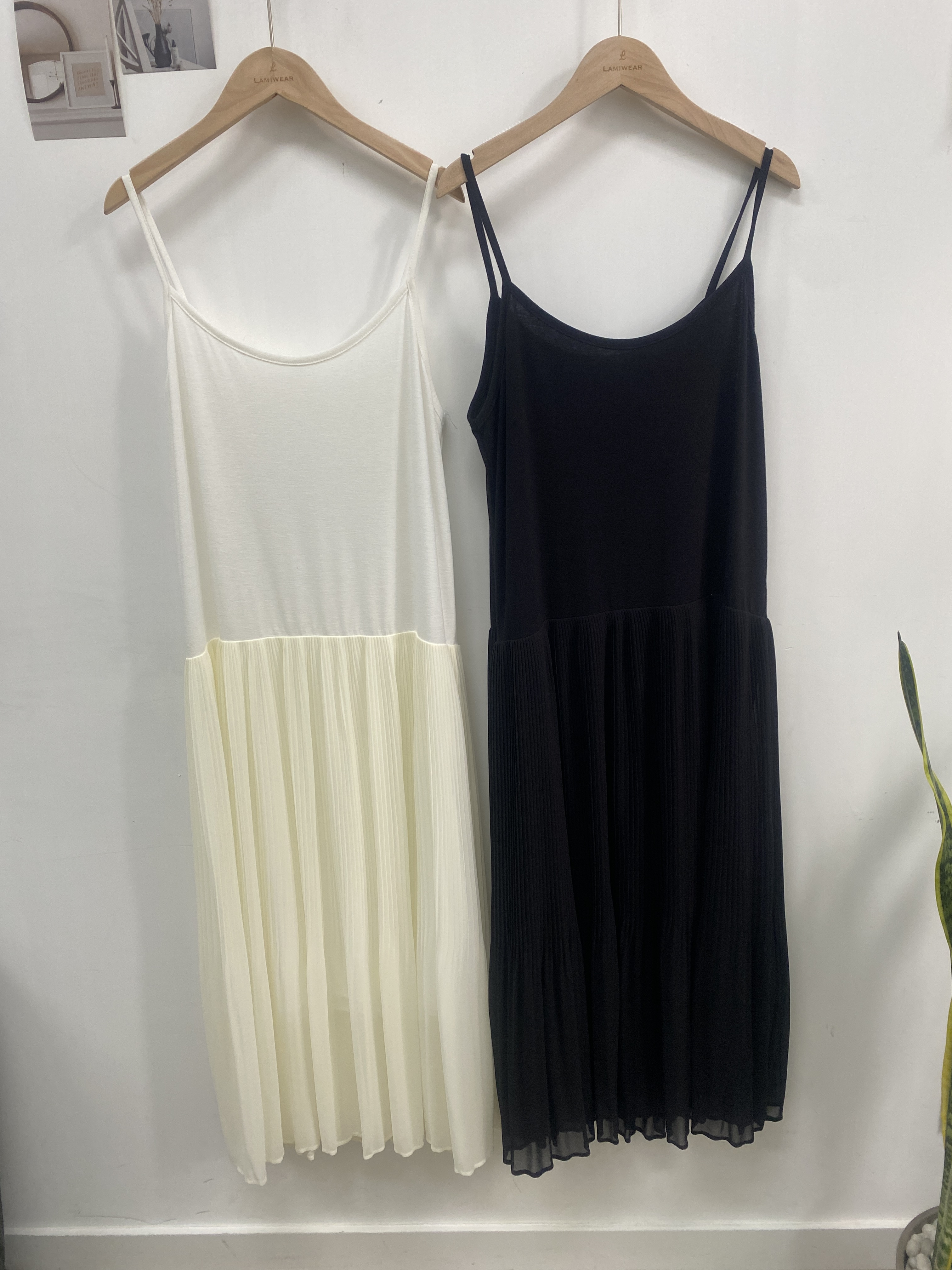 吊帶打底連身拼布雪紡裙