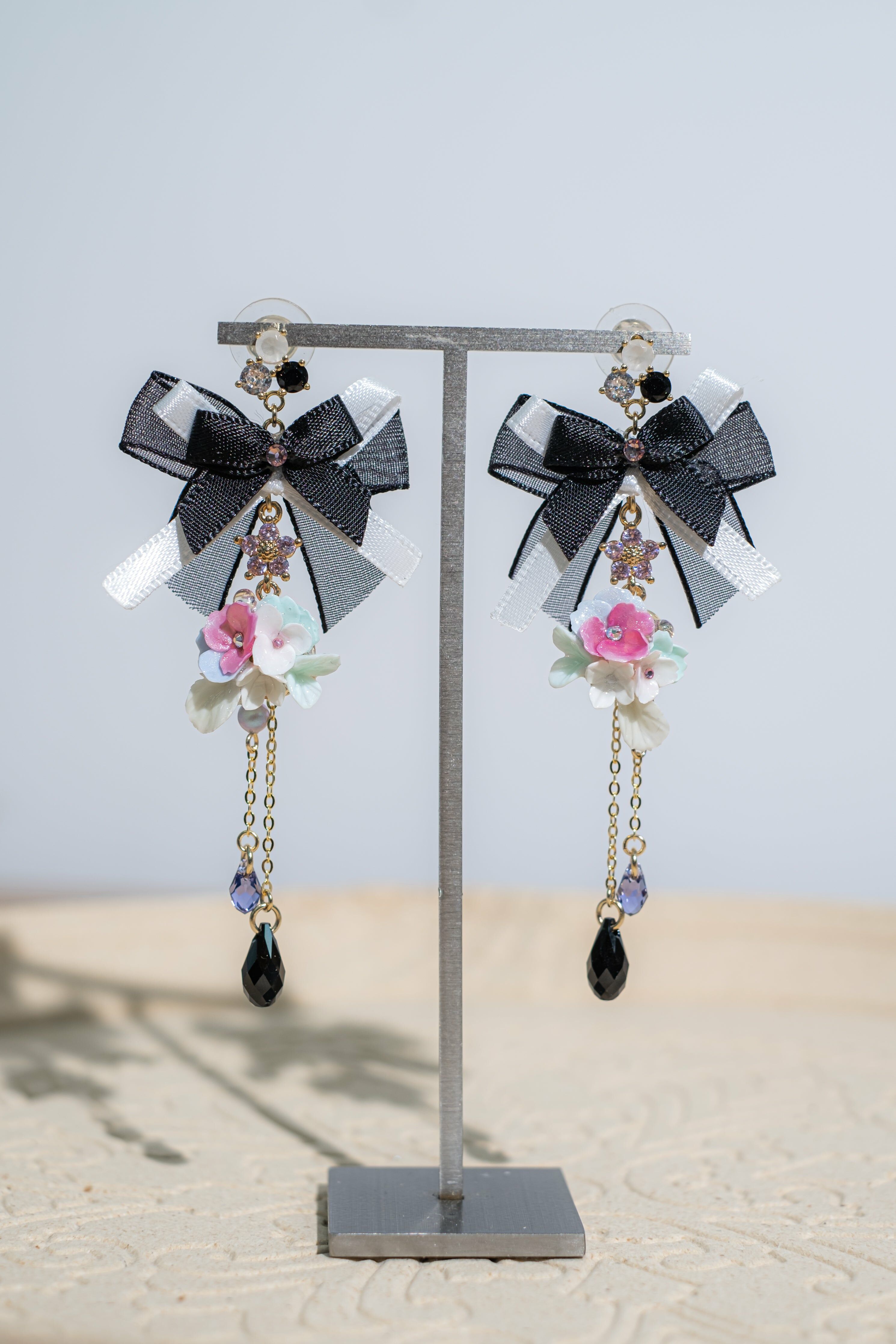 Black Ribbon S925 Earrings