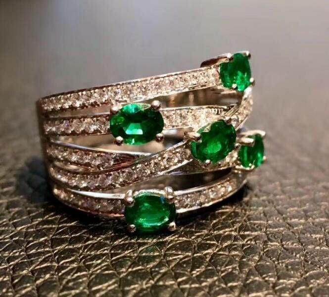 (11.13A)天然哥倫比亞祖母綠 戒指