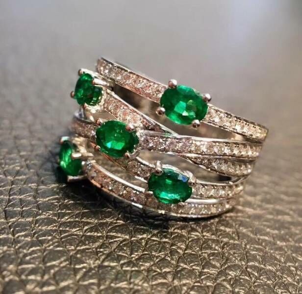 (11.13A)天然哥倫比亞祖母綠 戒指