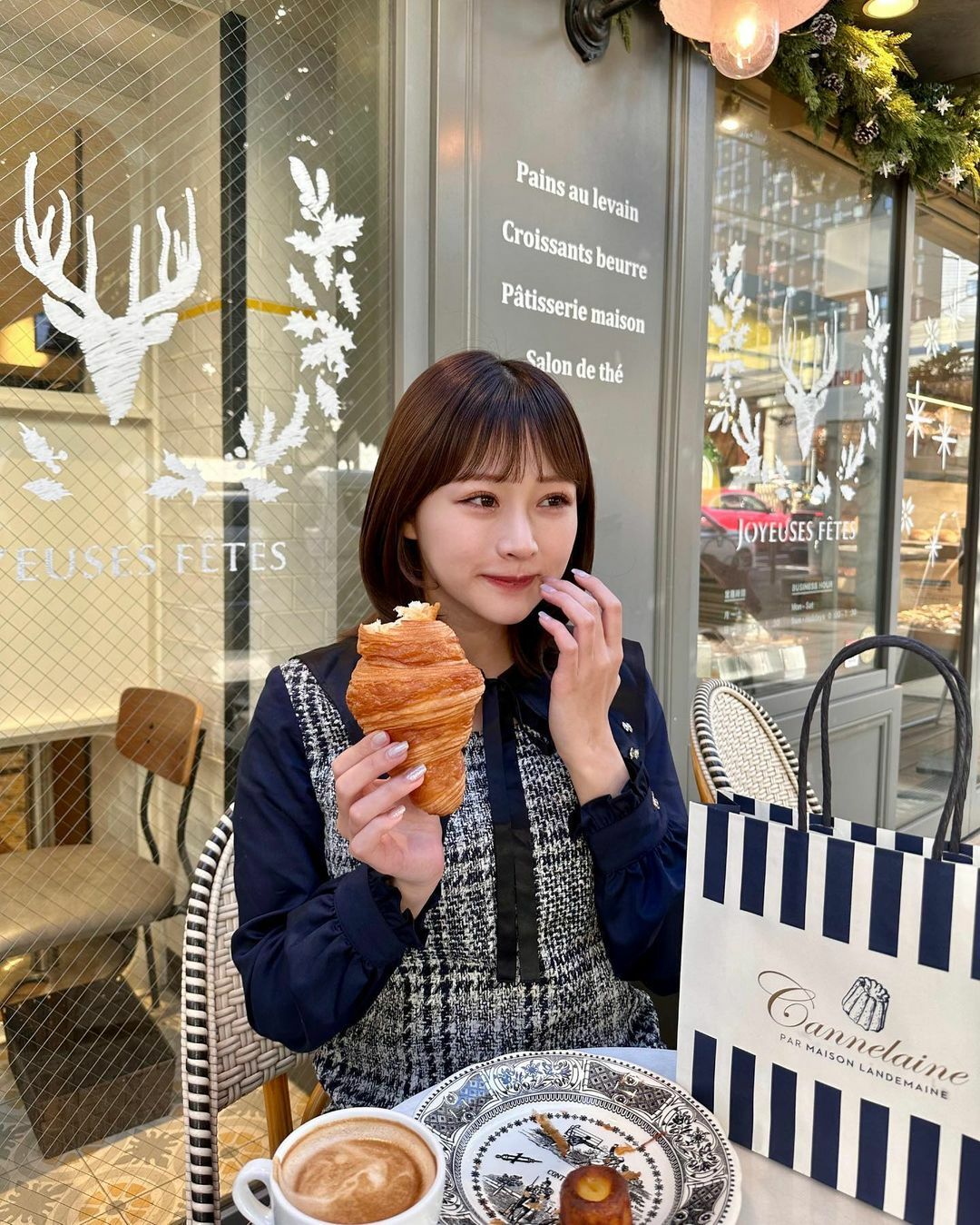 Lace Slit Dress with Collar/Layered Tweed Dress with Collar (Cream/Pink/Navy)