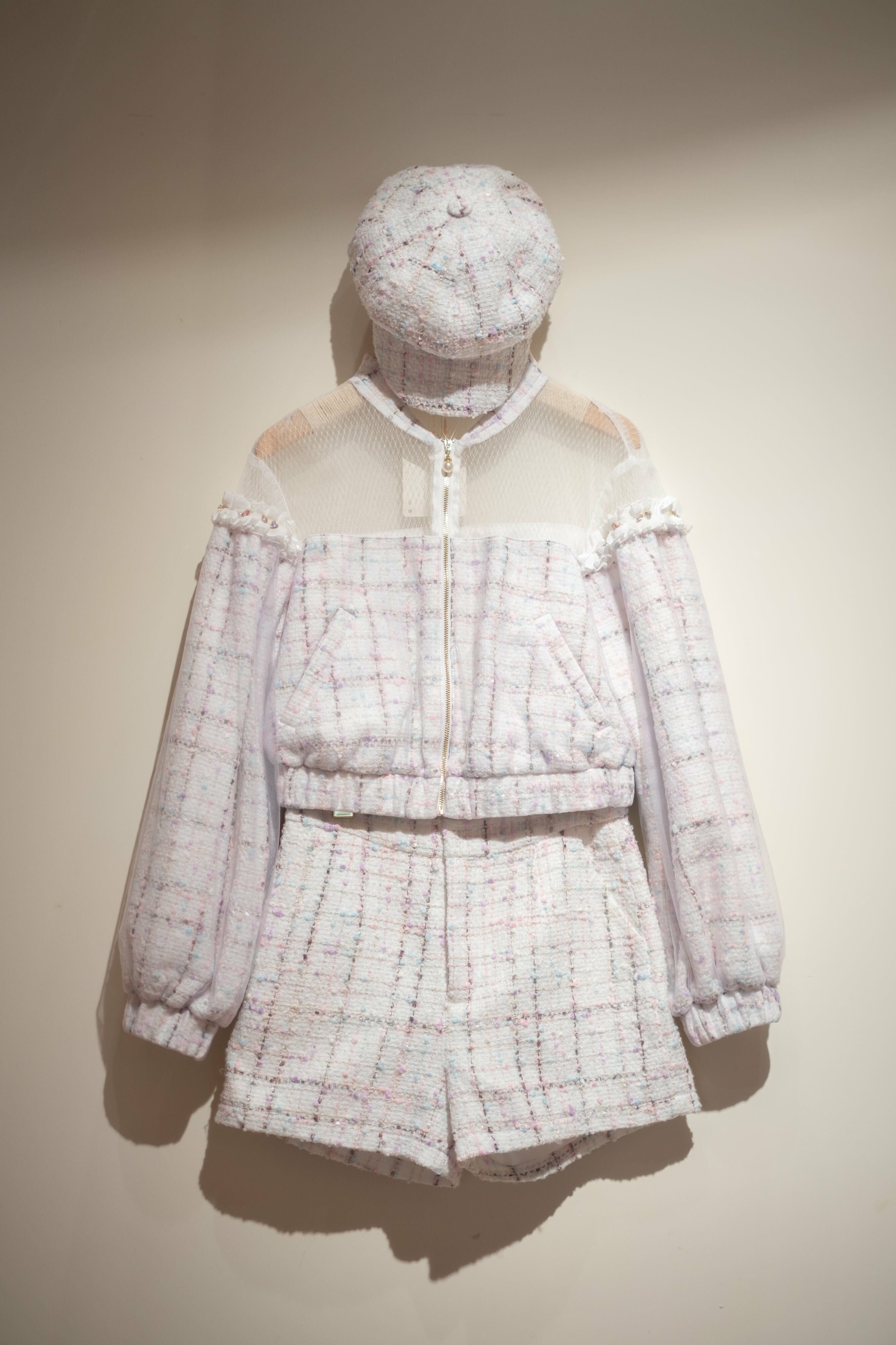 Tweed Pilot Jacket/Shorts (White/Dusty Pink)