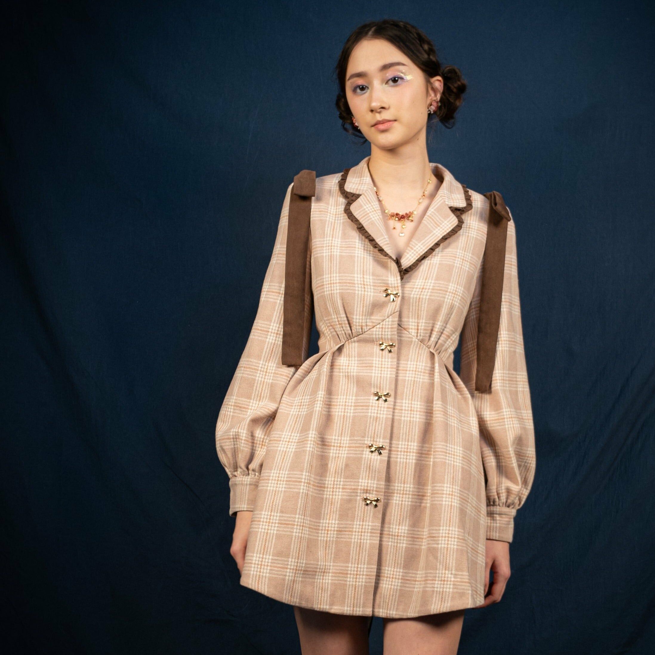 Bowknot Shirtdress/Jacket (Pink/Beige)