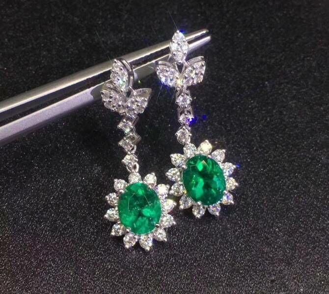 (11.13A)純天然哥倫比亞祖母綠 耳釘