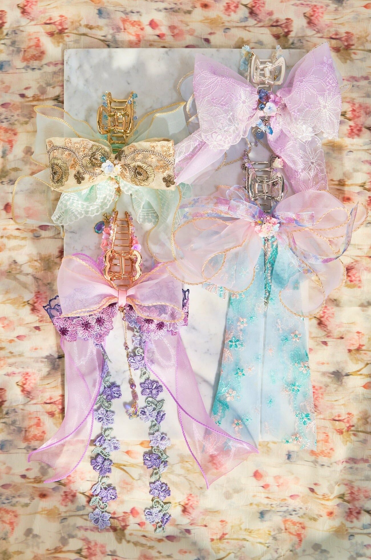 ⑧ Mermaid Ribbon Bow Claw Clip (8 Designs)