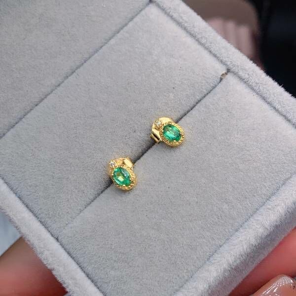 (11.13)純天然哥倫比亞祖母綠 耳釘