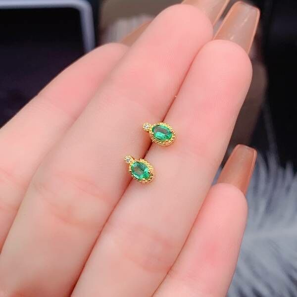 (11.13)純天然哥倫比亞祖母綠 耳釘