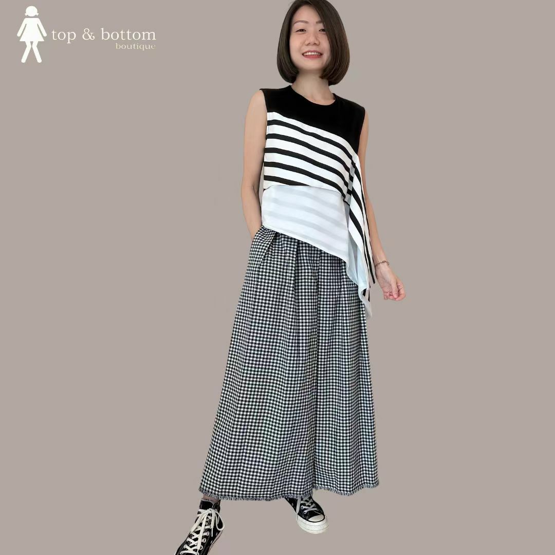 S/LESS STRIPED ASYMMETRIC BLOUSE