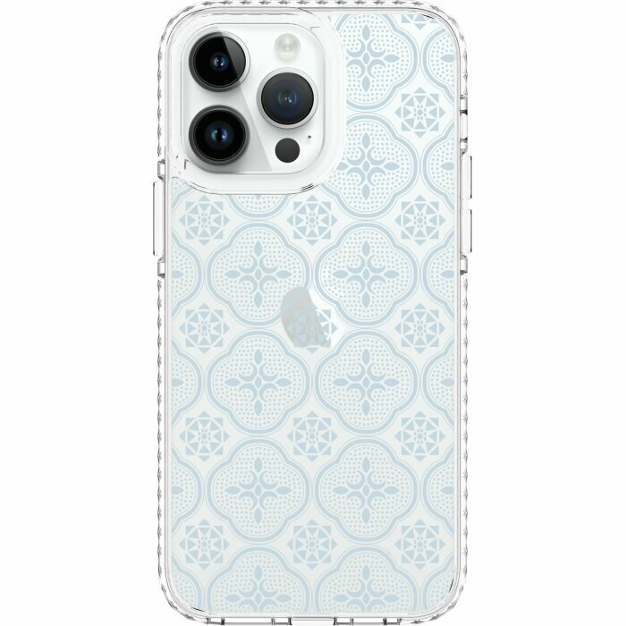 inblooom x The Hood Golden Case/Begonia Glass Pattern/Transparent Blue Grey