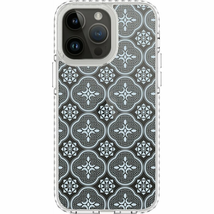 inblooom x The Hood Golden Case/Begonia Glass Pattern/Transparent Blue Grey