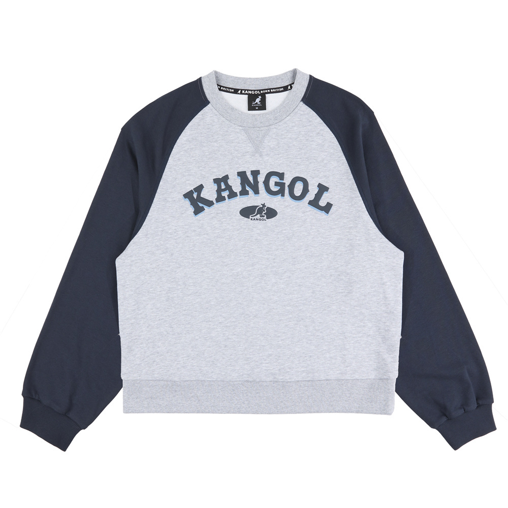KANGOL 大學T 灰藍 奶茶 復古LOGO 長袖 女 63521001-