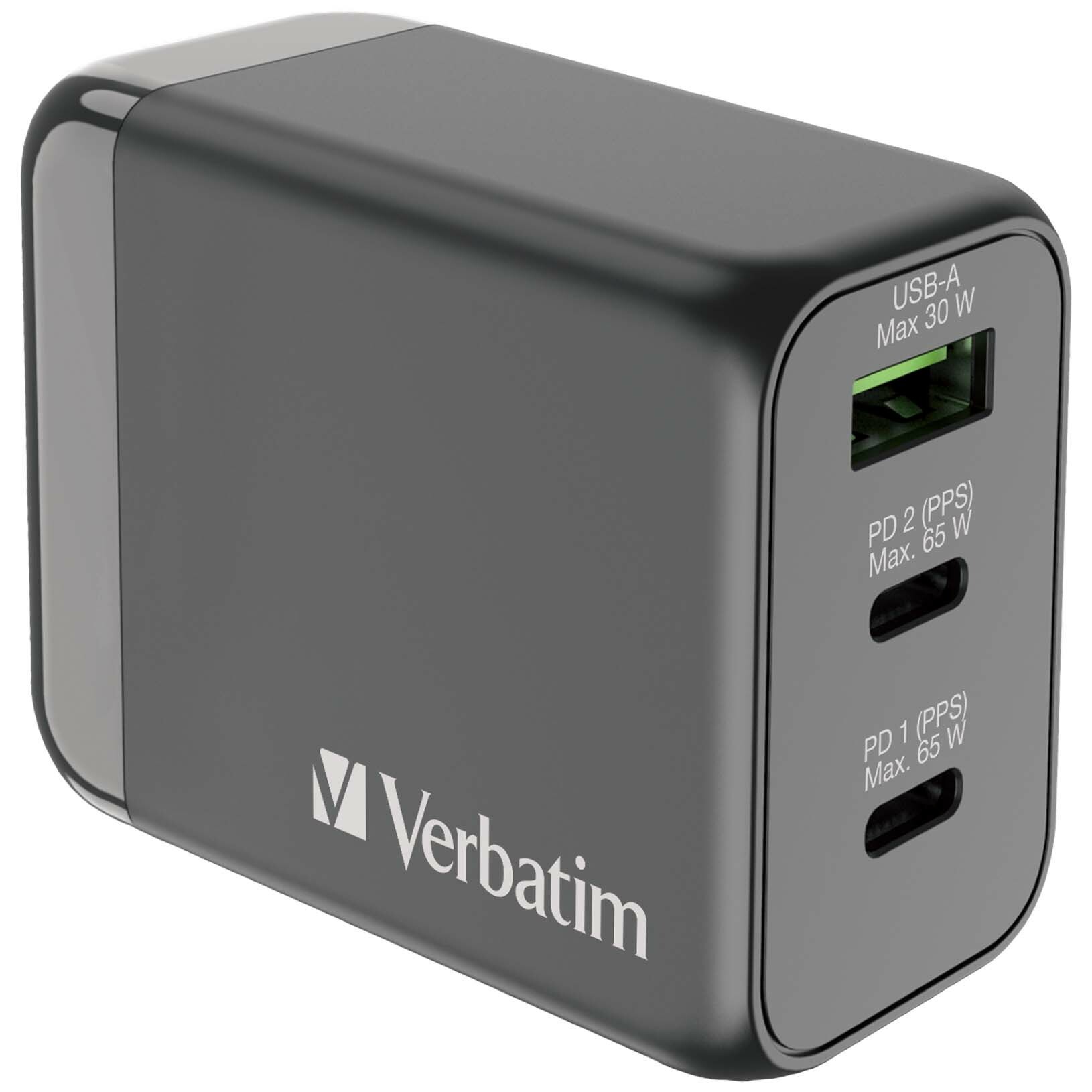 Verbatim 3 Port PD 3.0 65W Travel Charger 66963