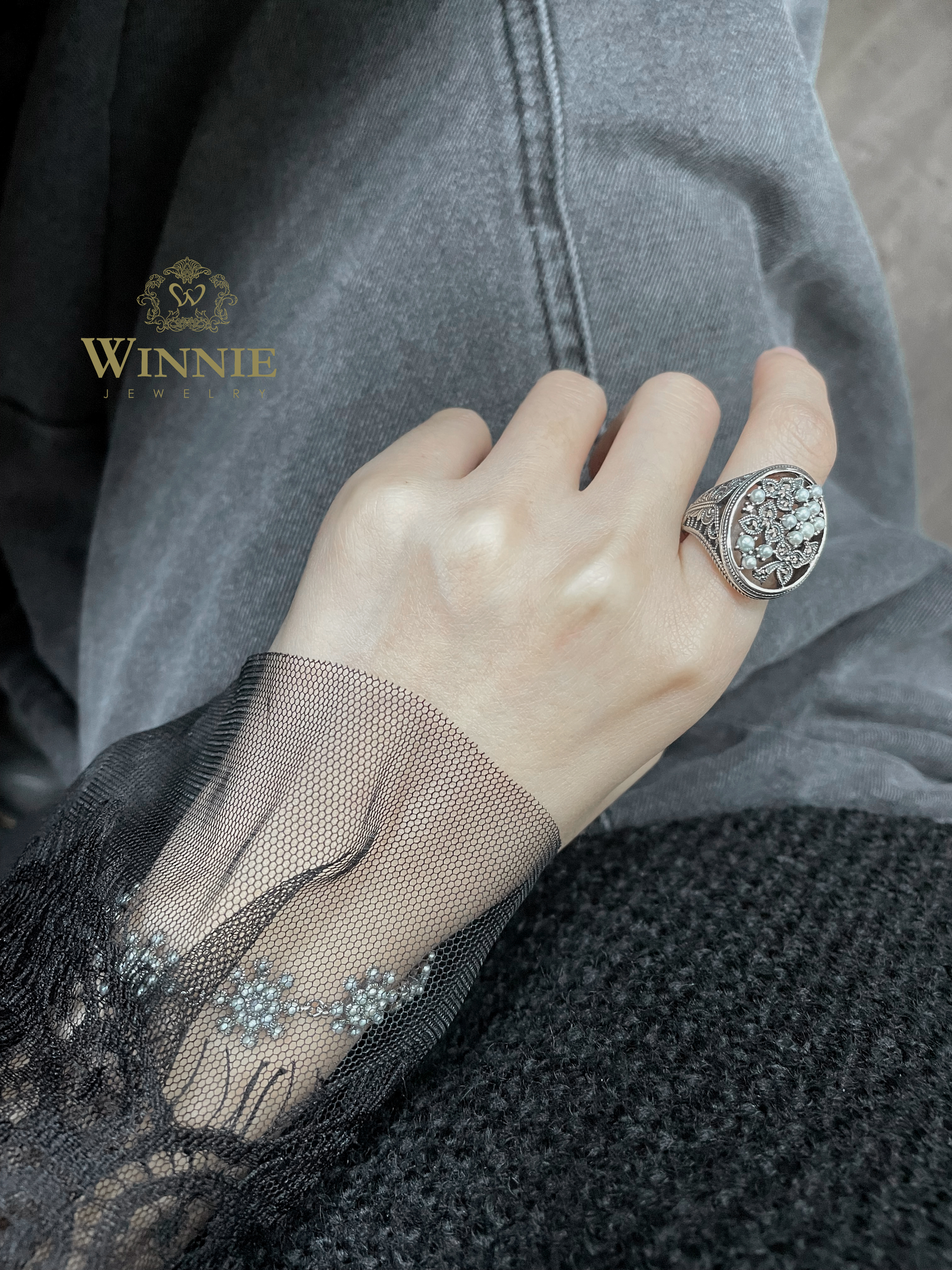 花草果實米珠戒指OP1902