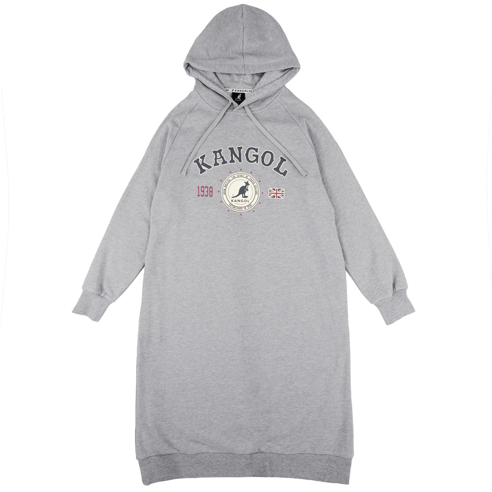 KANGOL 洋裝 黑/灰 連身 連帽 長版T 女 6352158211 6352158220