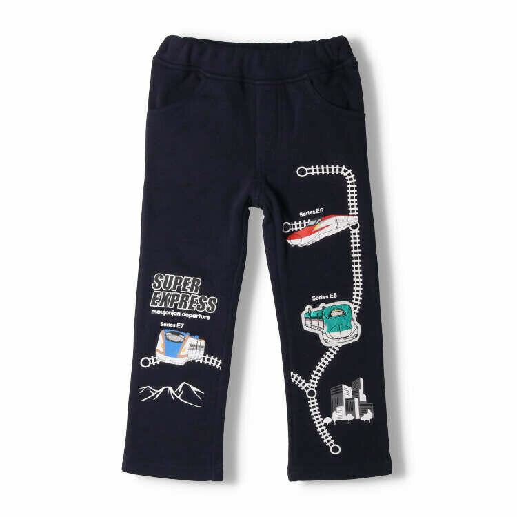 Moujonjon 新幹線印花保暖拉絨襯裡長褲