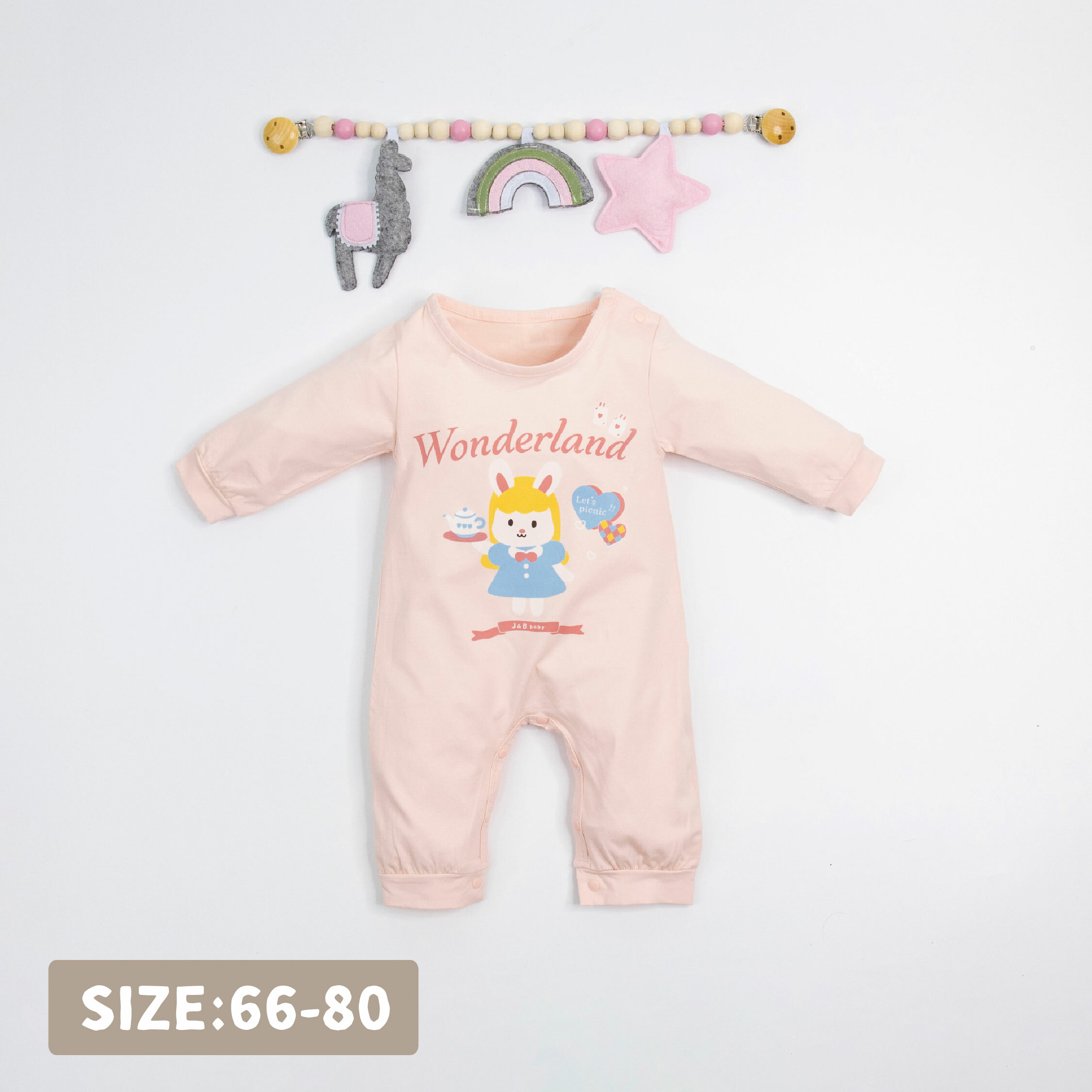 【JB1012】愛麗絲兔。霜柔棉長袖連身衣/爬服