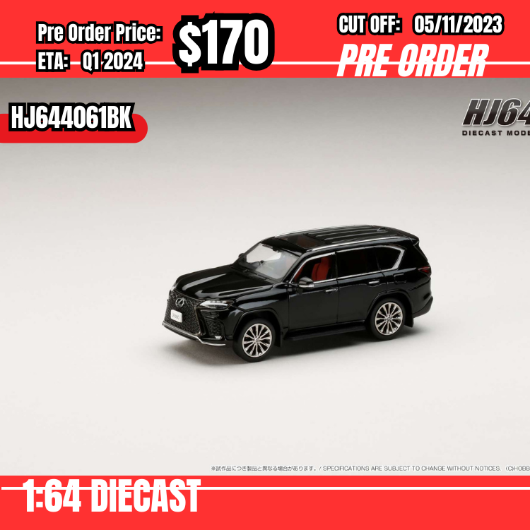 PO-$170 *Hobby Japan* 1:64 LEXUS LX600 F Sport Black HJ644061BK [OD27/10]