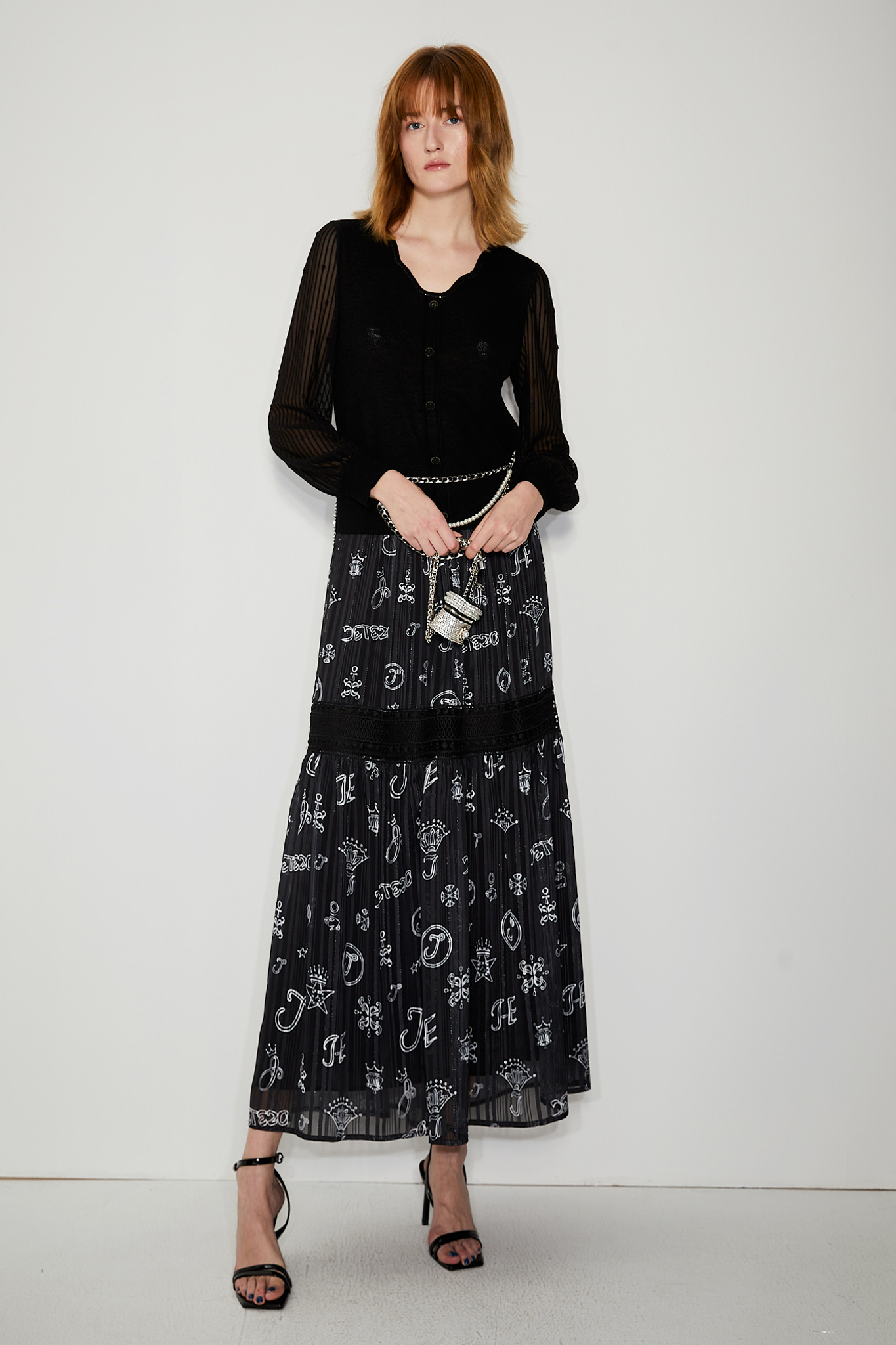 BC15011C1 logo壁畫塗鴉蕾絲鑲嵌蛋糕裙