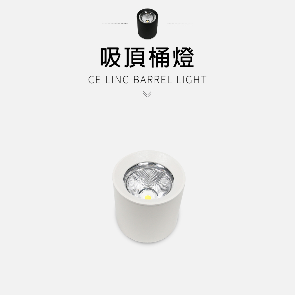 吸頂筒燈 10W 黑殼