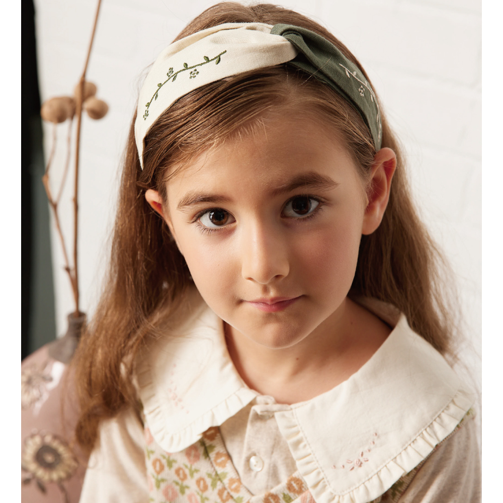 <官網限定> PIPPY藤蔓刺繡髮帶 綠 S尺寸 (頭圍52公分)