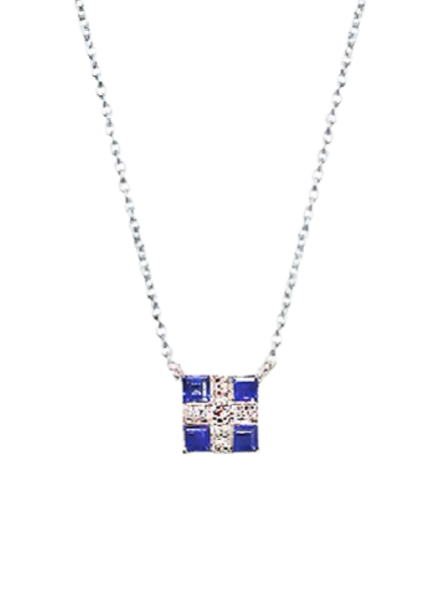 18K White Gold Sapphire / Ruby Diamond Necklace