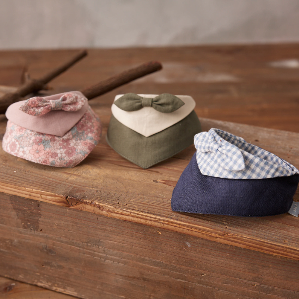 <寵物商品>  PIPPY雙色拼接小型寵物蝴蝶結領巾  藍