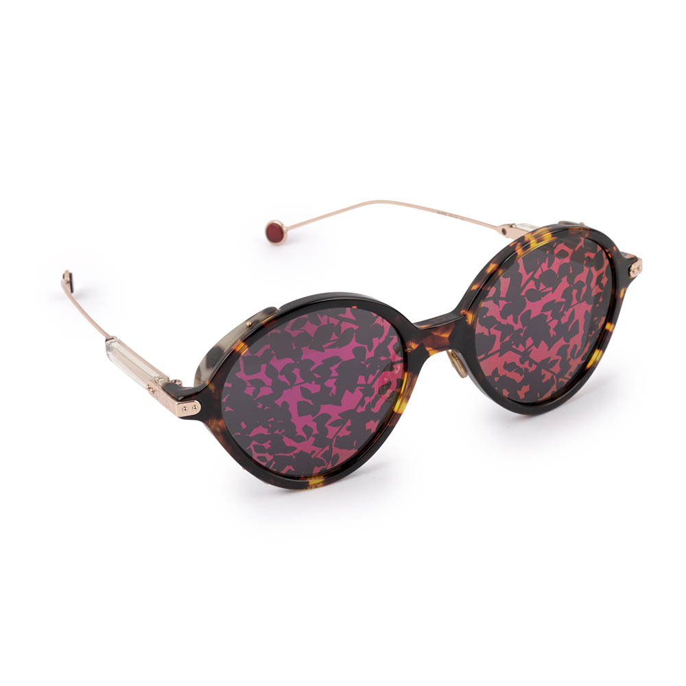 【CHRISTIAN DIOR】Umbrage 花紋鏡面及玳瑁花紋框墨鏡(棕色)