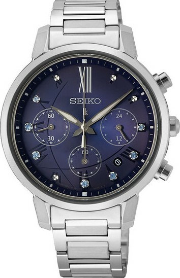 萬年鐘錶 - SEIKO  精工錶 LUKIA   科技感藍色面盤太陽能計時碼錶 女錶  SSC921J1 / V175-0FC0B  錶徑 36.2MM