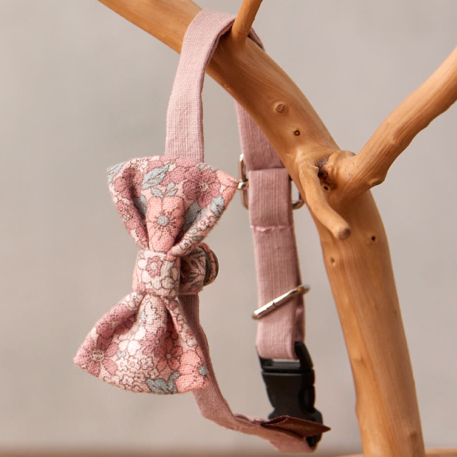 <寵物商品> PIPPY印花蝴蝶結可拆式(小型)寵物蝴蝶項圈  粉