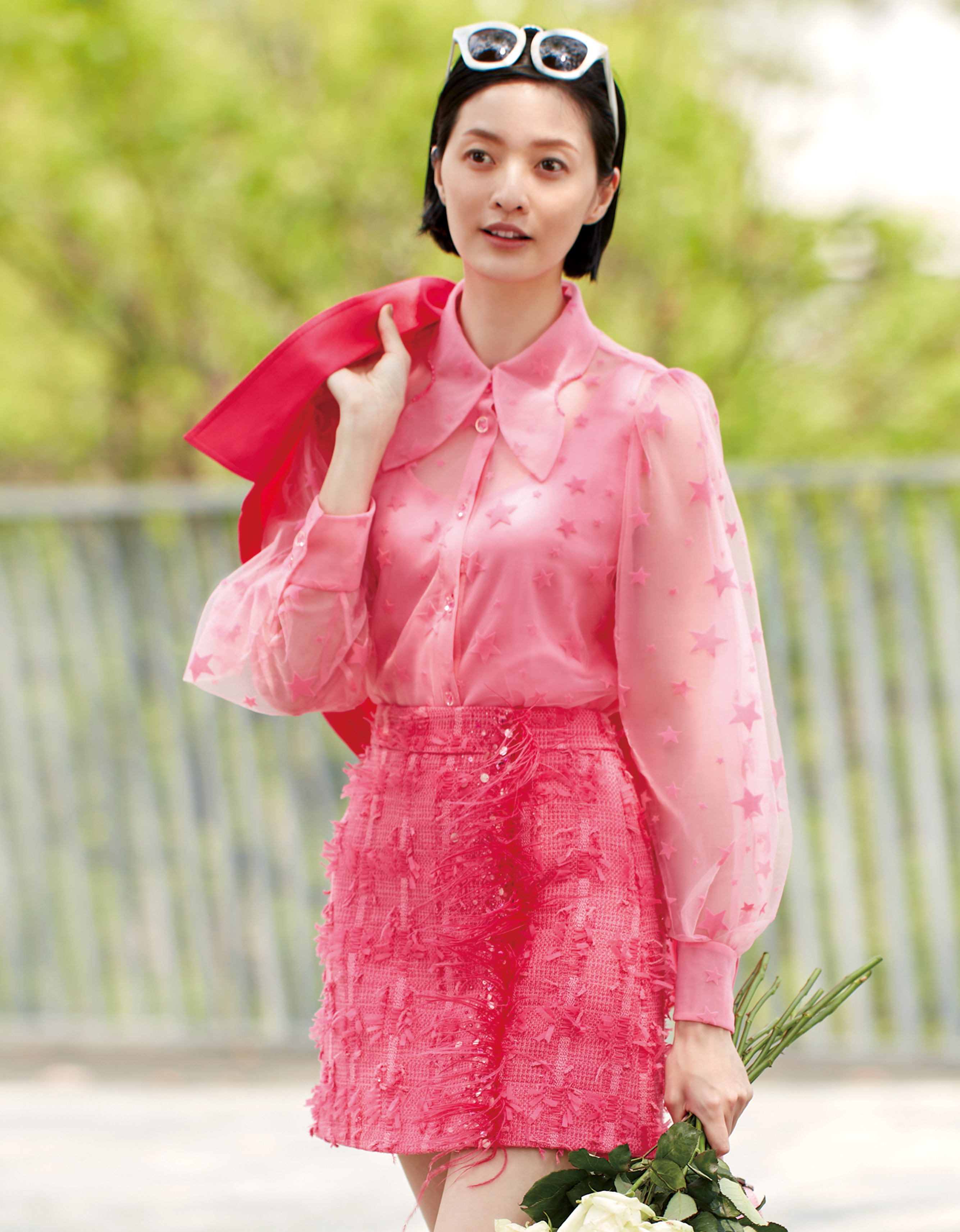 BC15101C1 摩洛哥玫瑰鴕鳥毛小香短裙