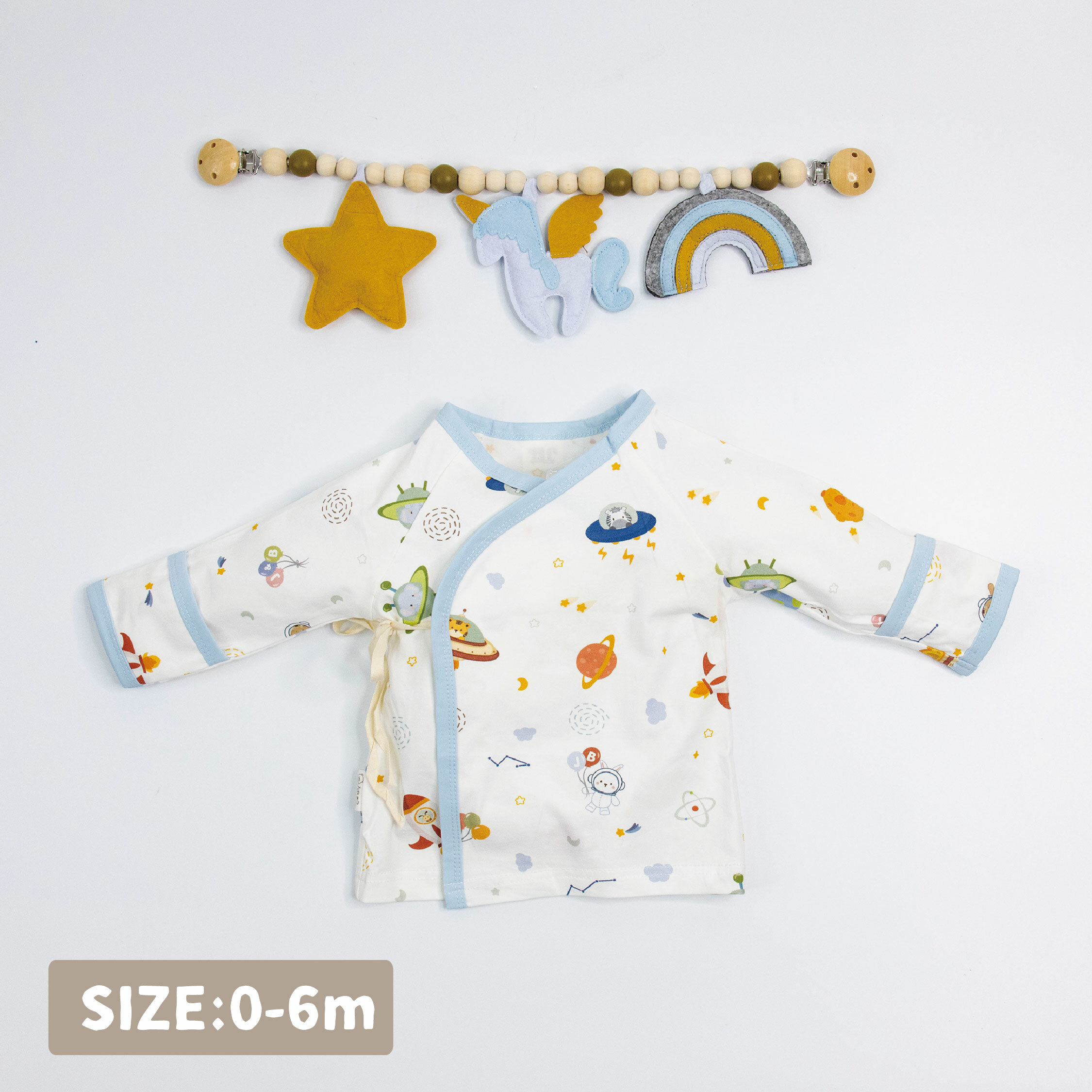 【JB1022】動物們去太空。霜柔棉長袖肚衣