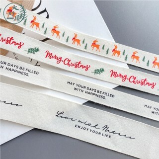 聖誕簡約英文棉質緞帶
