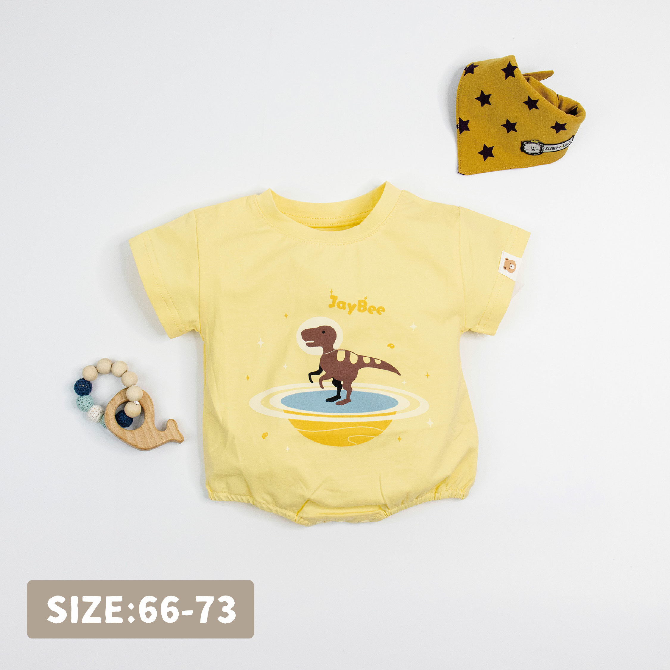 【JB1031】太空恐龍。霜柔棉短袖包屁衣