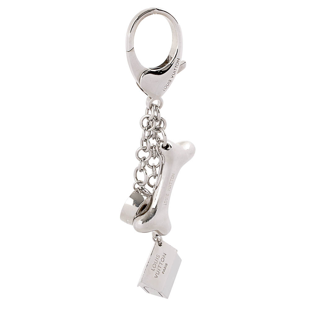 【Louis Vuitton / LV】狗骨頭/狗窩/飼料碗金屬吊飾(銀色)