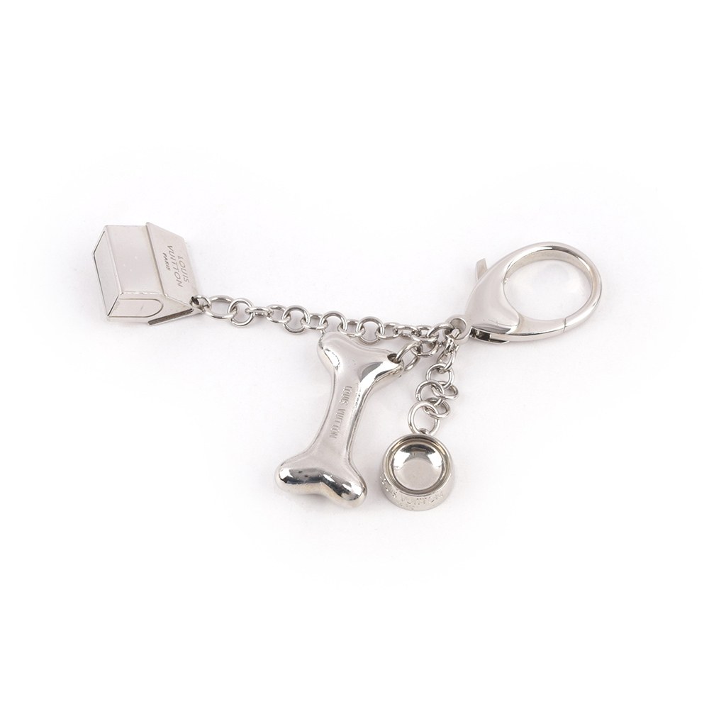 【Louis Vuitton / LV】狗骨頭/狗窩/飼料碗金屬吊飾(銀色)