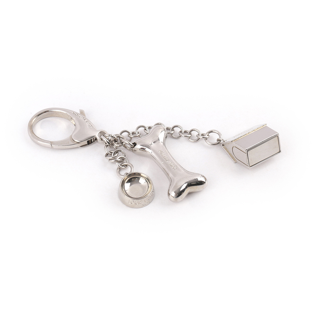 【Louis Vuitton / LV】狗骨頭/狗窩/飼料碗金屬吊飾(銀色)