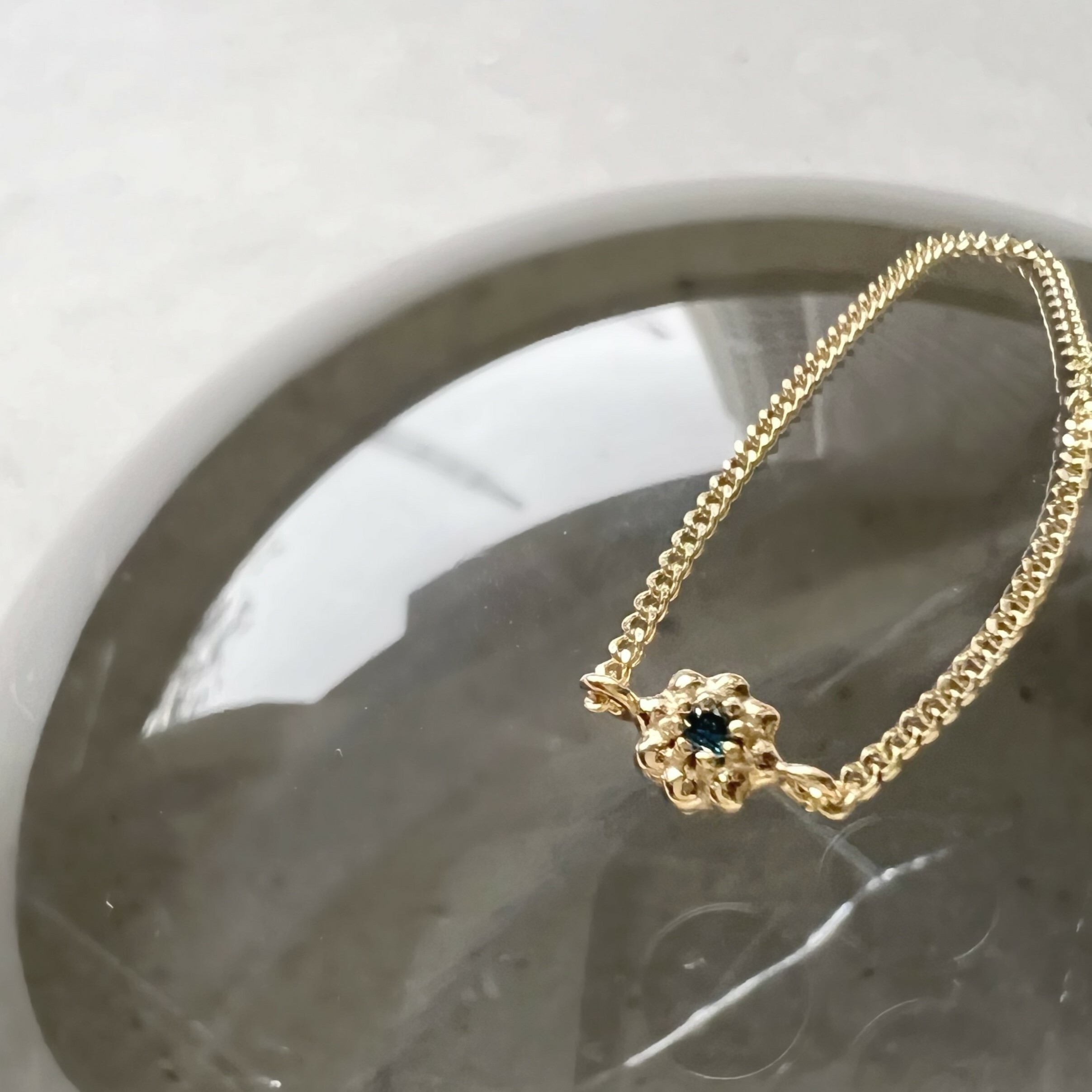 14k蛋糕小花藍鑽鍊戒