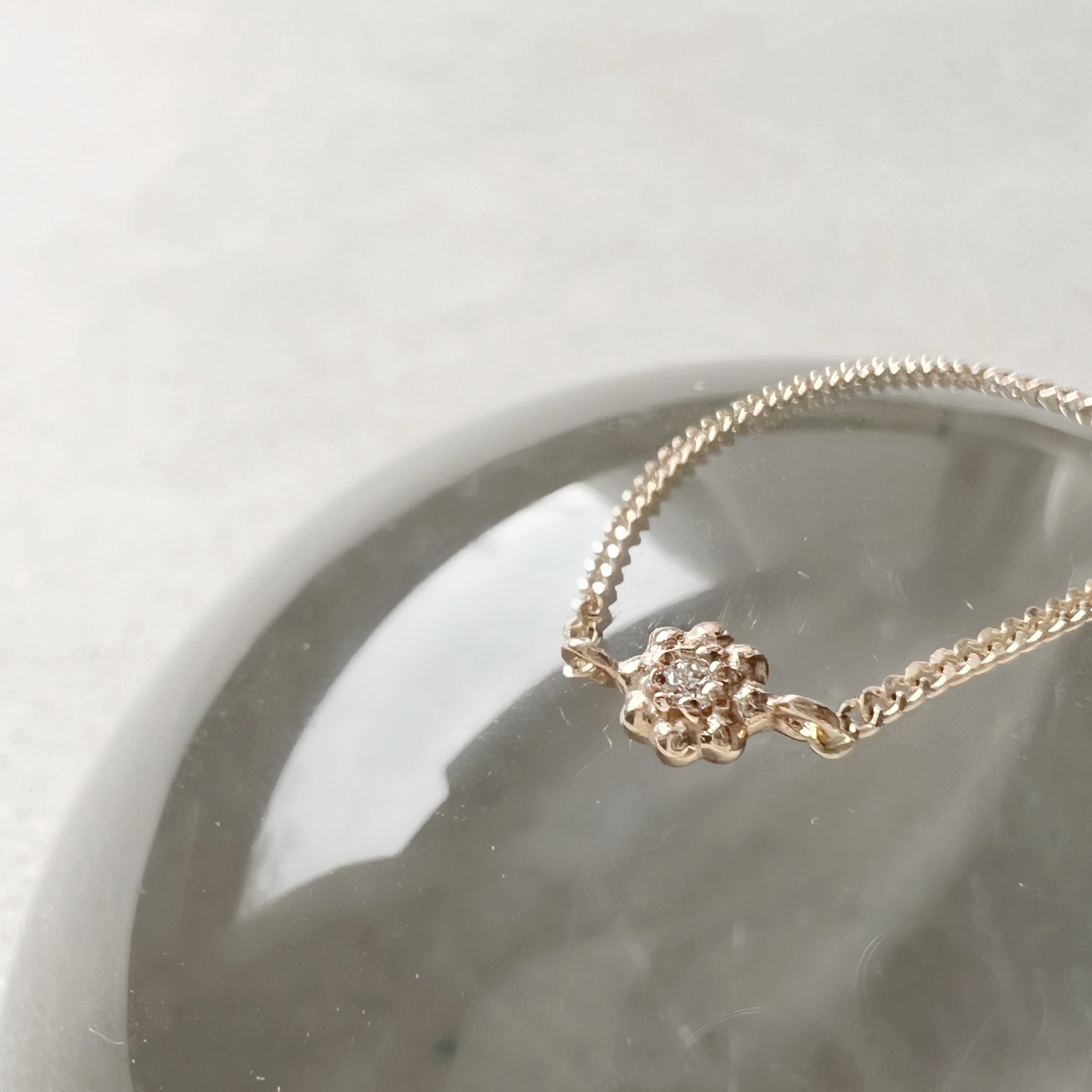 14k蛋糕小花真鑽鍊戒