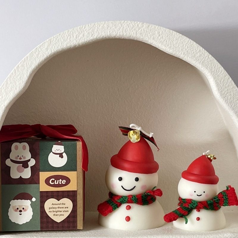 《3219》聖誕雪人戴帽圍巾香氛蠟燭