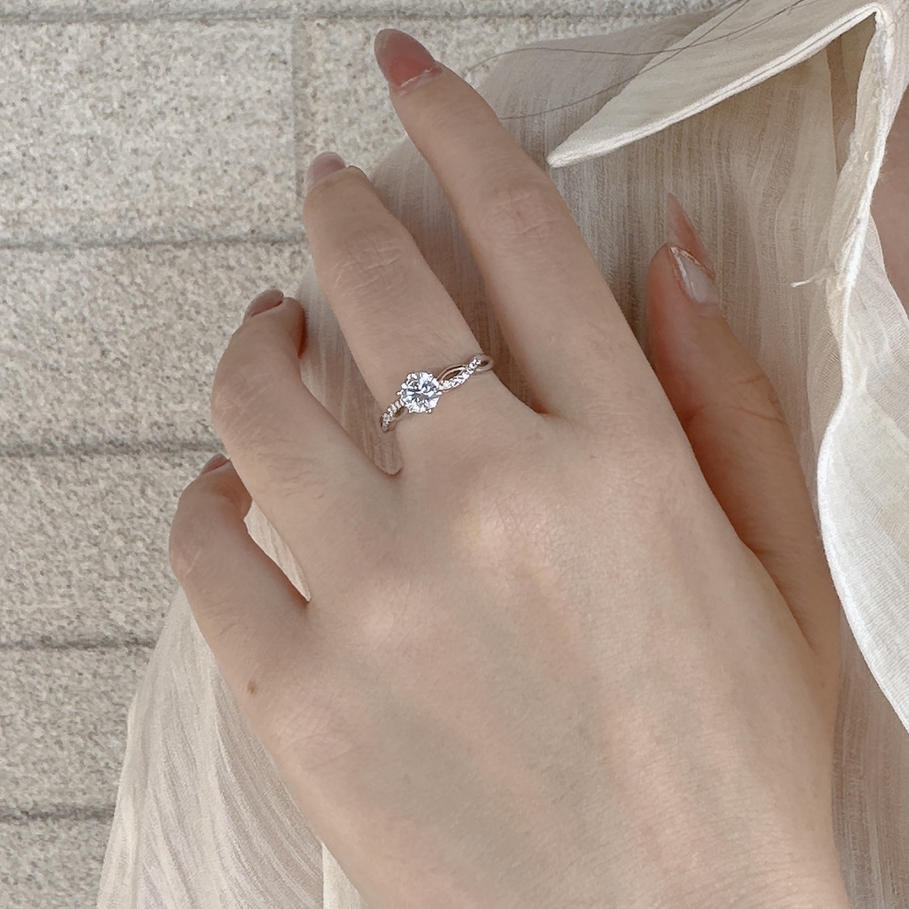 S40記憶．單鑽交叉純銀調整戒