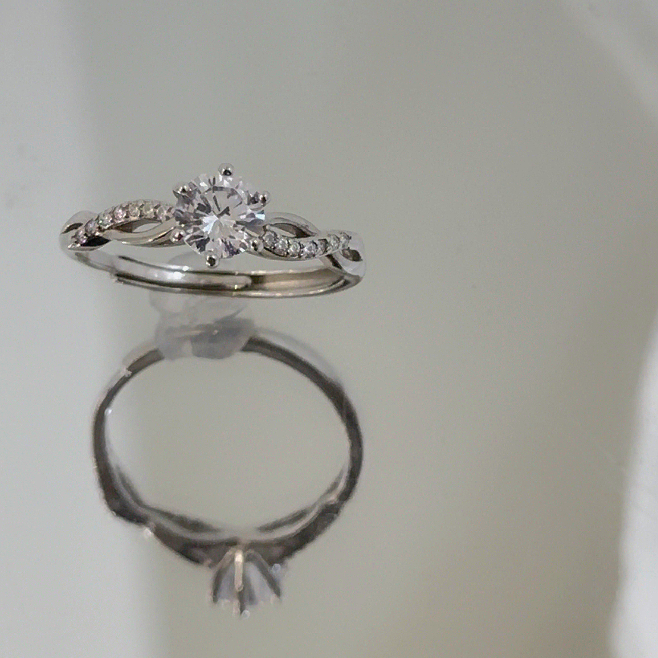 S40記憶．單鑽交叉純銀調整戒