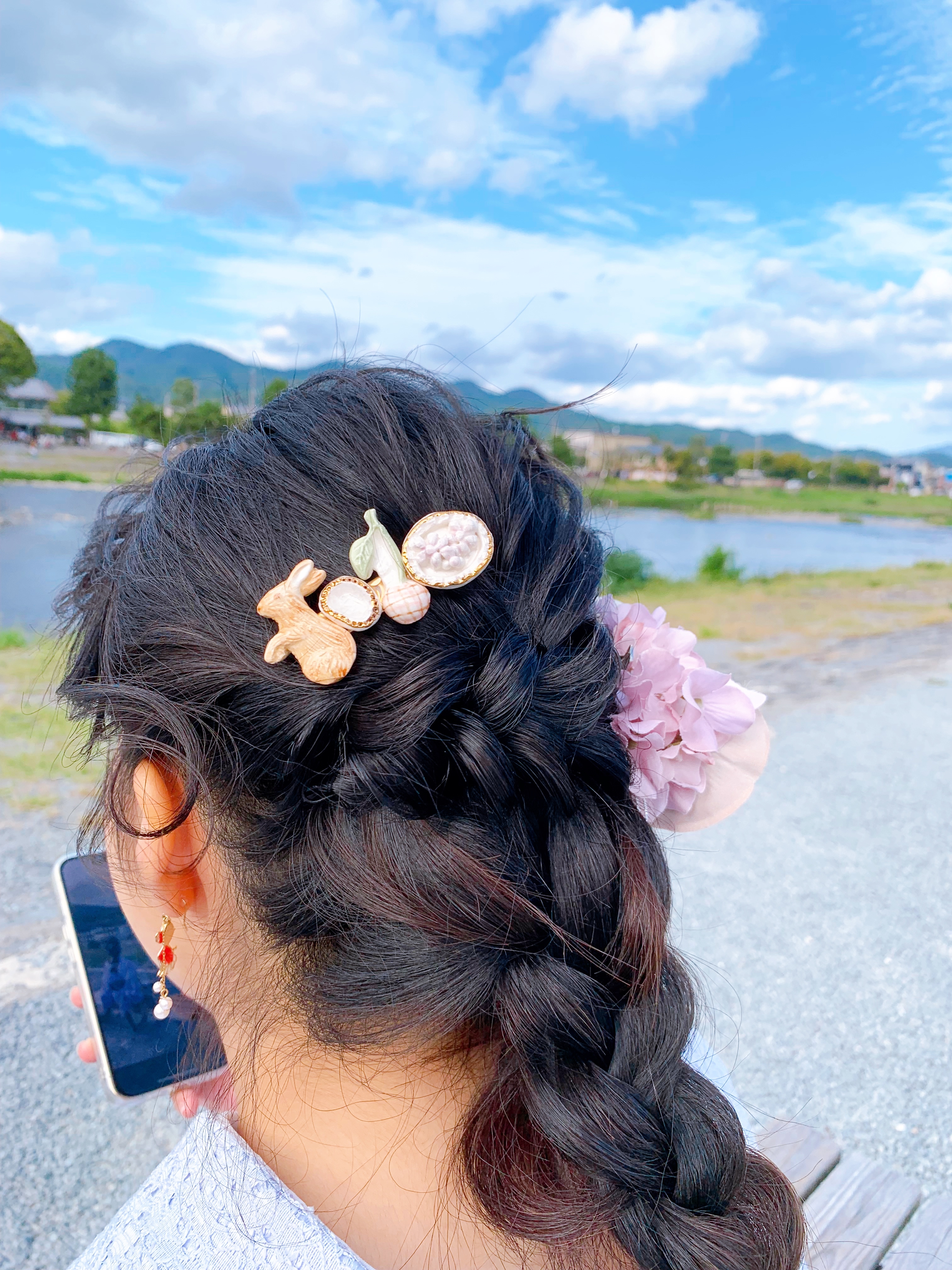 [手作家] 兔仔x車厘子x蝴蝶髮夾