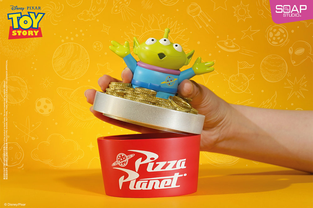Soap Studio 玩具總動員 三眼怪金幣尋寶派對收納盒使用示意照