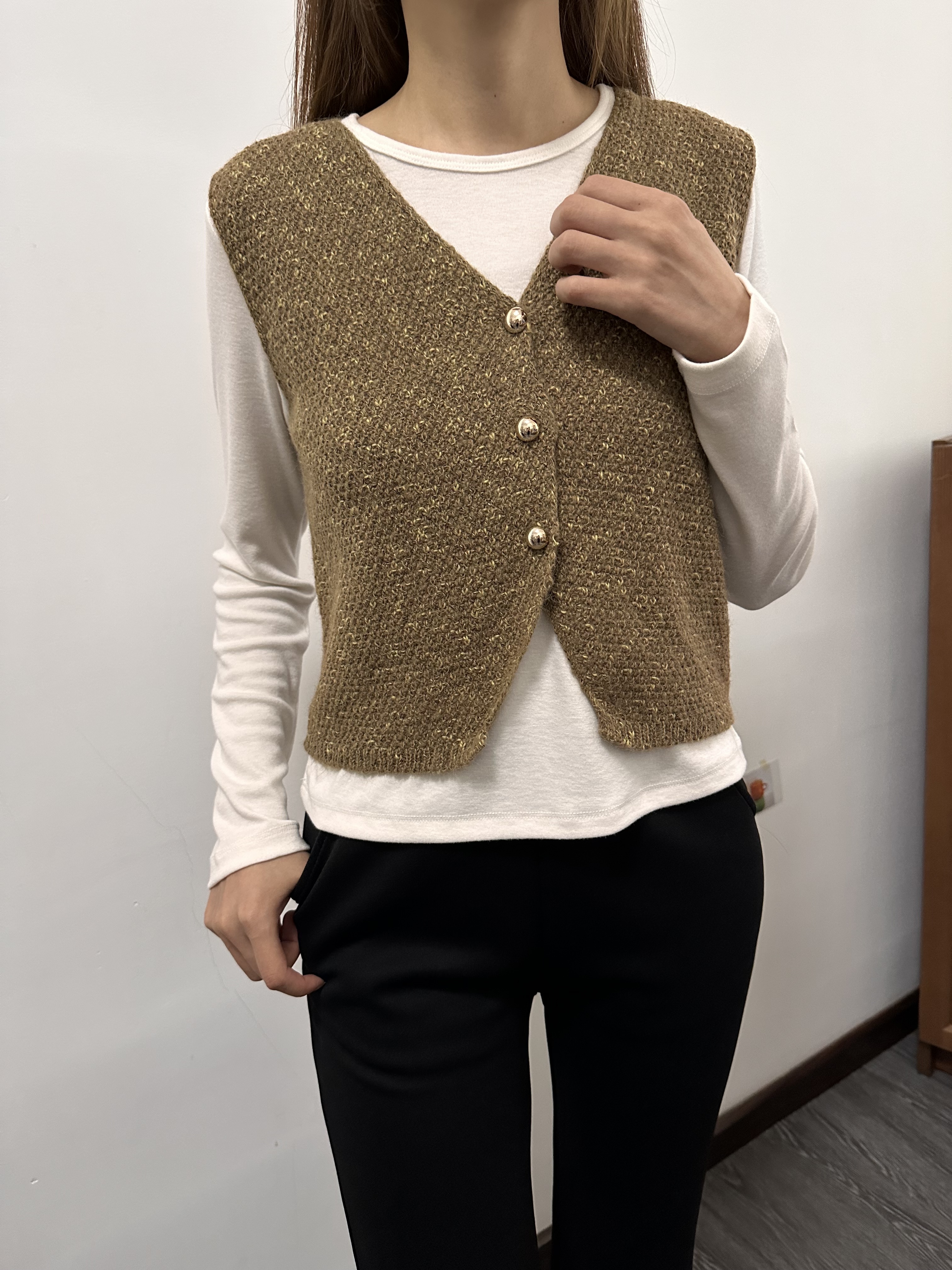 ❲現貨❳ 低奢高級感混色勾織背心 (2色)