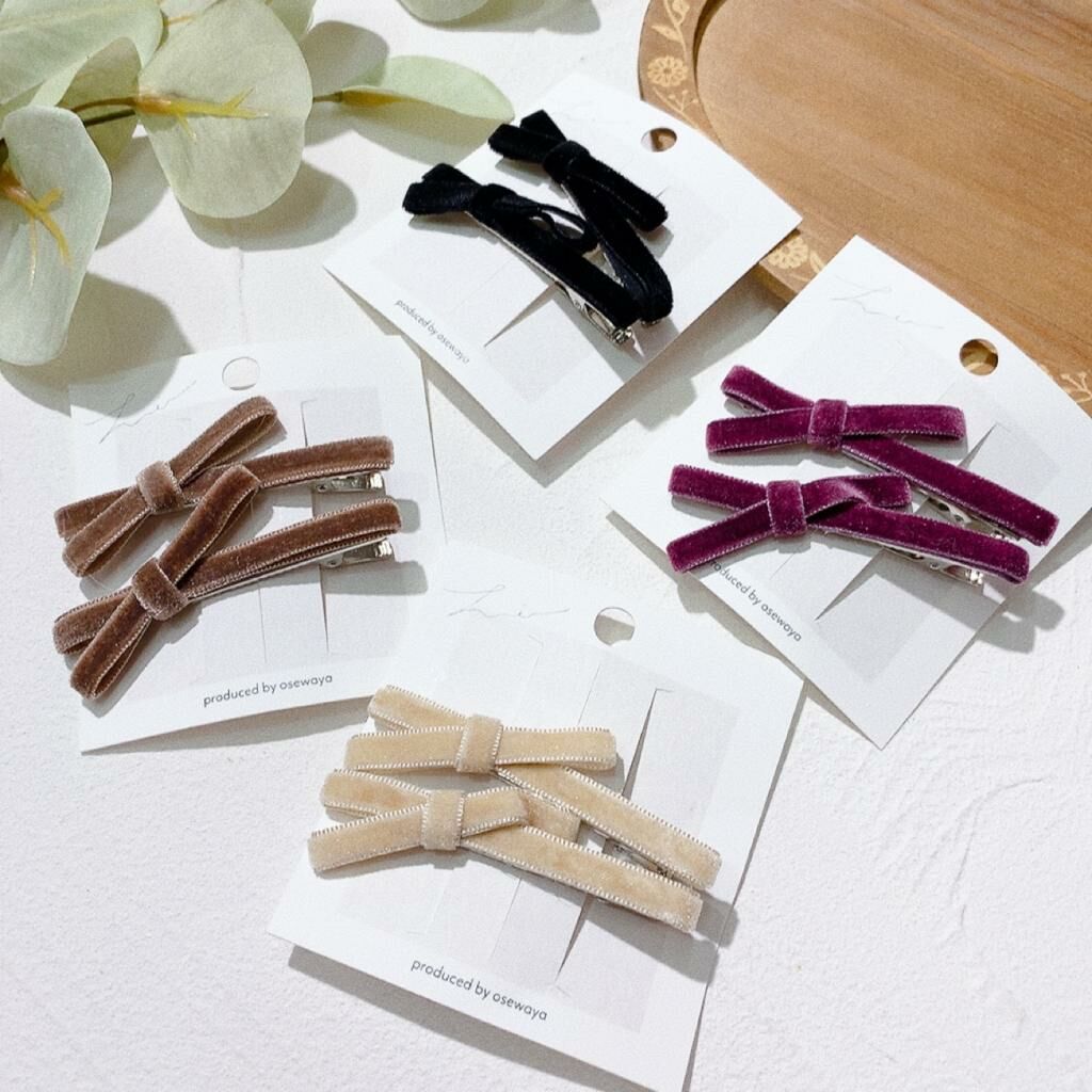 絨面蝴蝶髮夾set