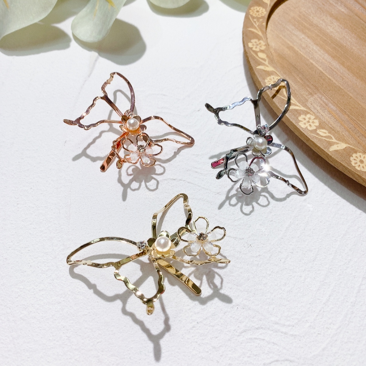 蝴蝶珍珠髮圈插