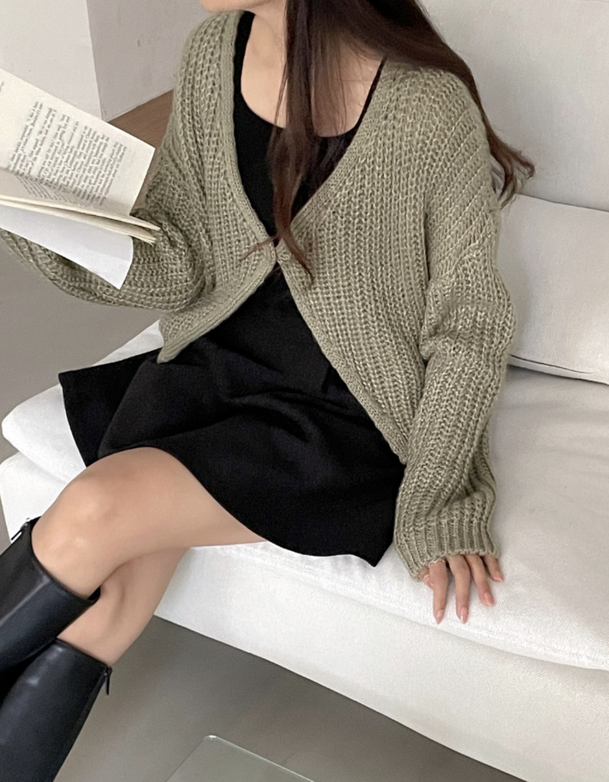 ❲現貨❳ 軟熟軟糯一顆鈕扣針織外套 (4色)