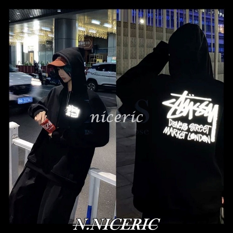 Stussy世界巡遊 反光款 長袖 連帽 帽踢 帽T 連帽T